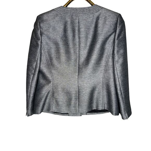 Kasper Size 12 P Silver Skirt Suit Full Button Front Pocket Jacket Wedding - Picture 6 of 12